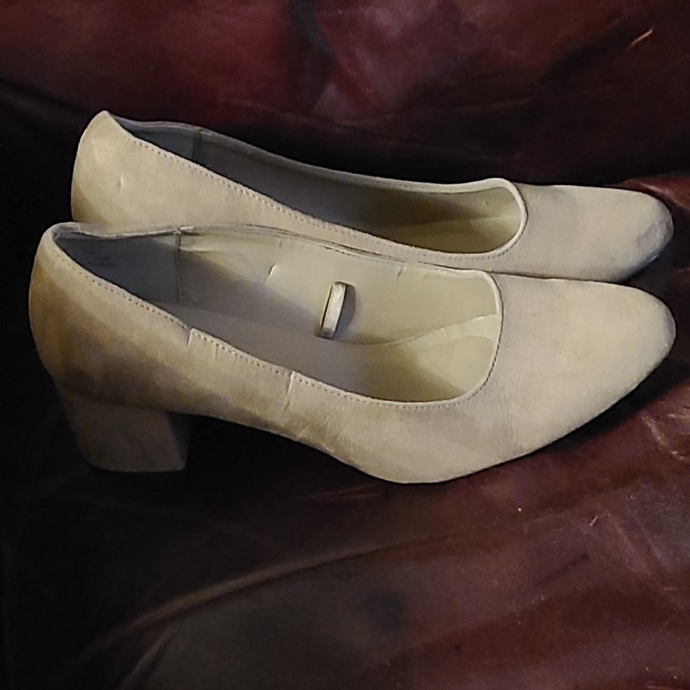 Nude suede heels